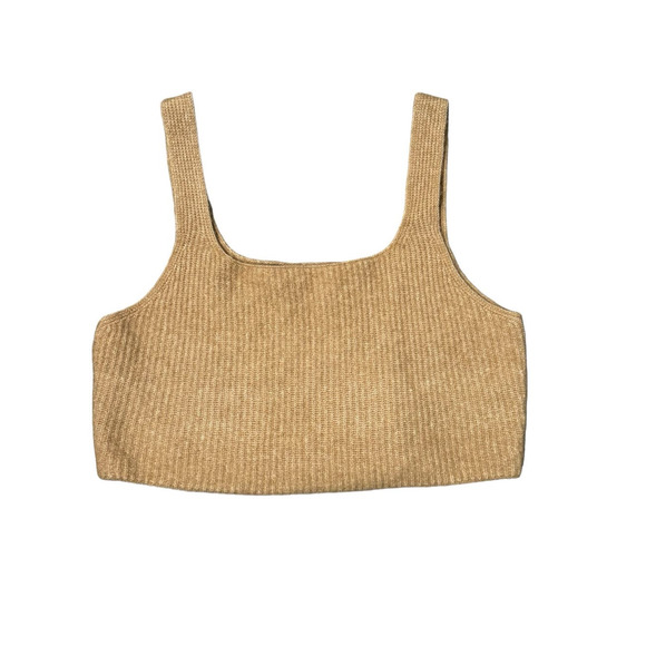 NWT! Everlane The Cozy Stretch Tank Crop Camel Top - Size Medium - Picture 10 of 11